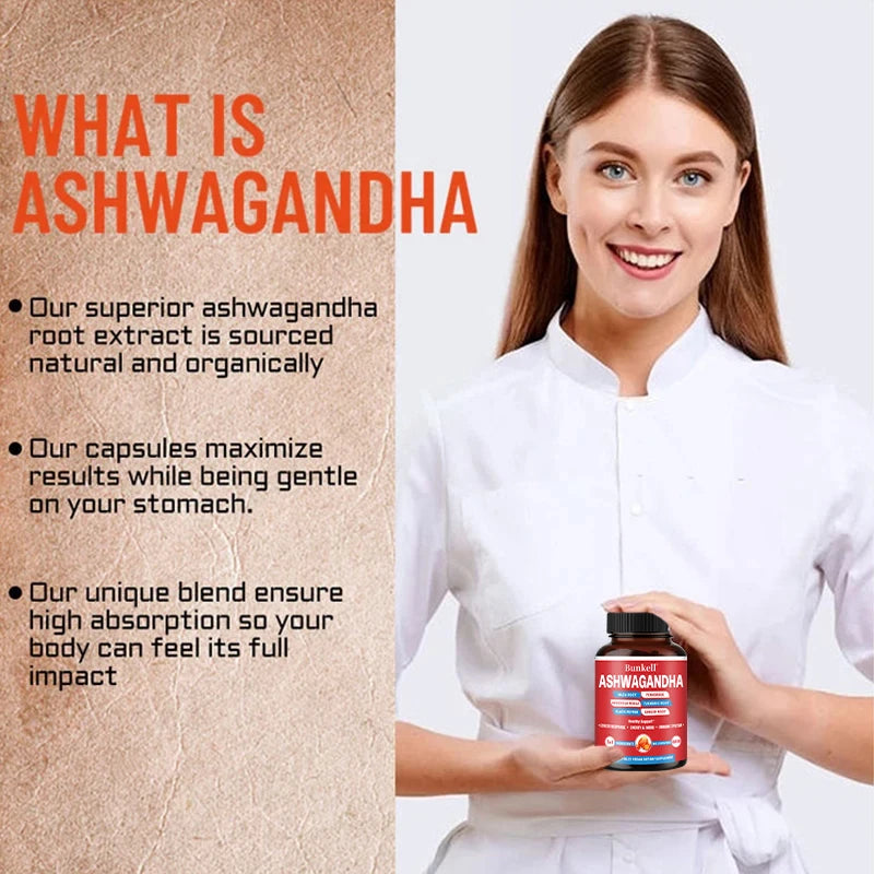 KSM-66 Organic Ashwagandha Capsules with Maca,Turmeric| Non-GMO, Vegan | Premium Formula Health Supplement