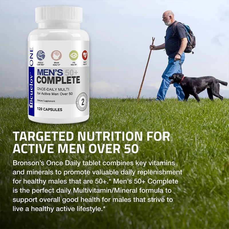 Men's Multivitamin for 50+ - Enhances Memory and Cognition, Supports Brain, Eye, and Heart Health, Boosts Energy and Immunity