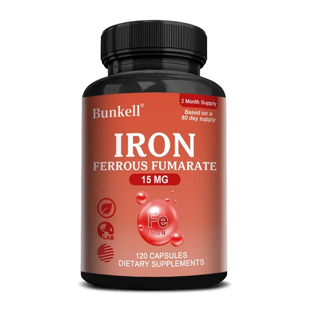 Iron Supplements - Help Maintain Healthy Immune System and Brain Health, Boost Energy Levels and Reduce Fatigue, Non-GMO