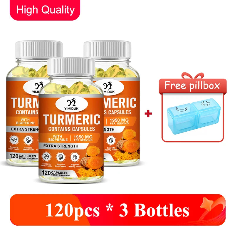 Extra Strength Turmeric Curcumin Supplement, for Reduces Inflammation, Digestive Health, Joint Mobility & Natural Pain Relief