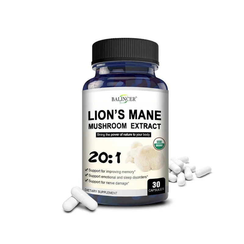 Lion's Mane Mushroom Capsules - Strengthens The Brain, Memory and Cognition, Improves Mood and Sleep Quality Supplements