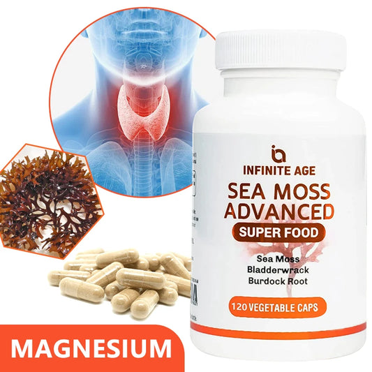 1250 Mg Sea Moss Advanced Superfood - High Potency, Vegan - Irish Sea Moss, Fucus, Burdock Root - Overall Health, Immune Support