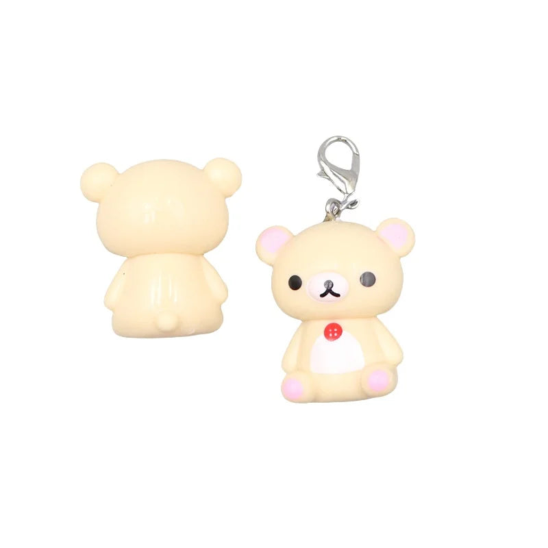 Kawaii Rilakkuma Easy Bear Keyrings Lazybear Doll Keychains Bag Clothing Puller Phone Rope Necklace Accessories Pendants Gift