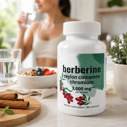 Berberine Ceylon Cinnamon Chromium Capsules 3000mg, Turmeric Blend Daily Metabolism & Wellness Support Supplement 90 Capsules
