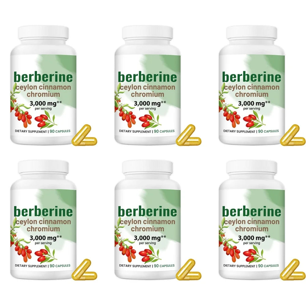 Berberine Ceylon Cinnamon Chromium Capsules 3000mg, Turmeric Blend Daily Metabolism & Wellness Support Supplement 90 Capsules