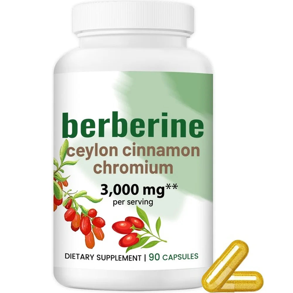 Berberine Ceylon Cinnamon Chromium Capsules 3000mg, Turmeric Blend Daily Metabolism & Wellness Support Supplement 90 Capsules