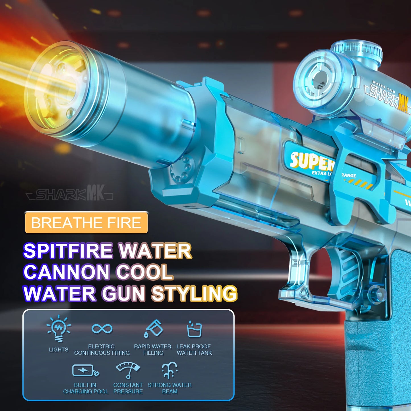 Led Electric Water Gun – Large Capacity Automatic Spray Blaster
