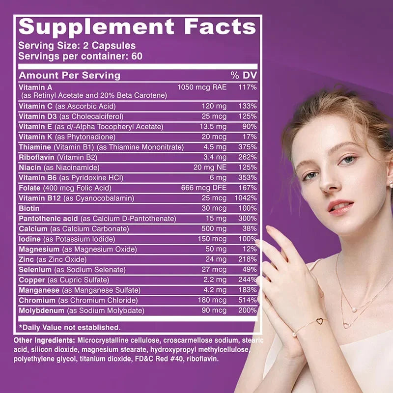 Women’s 50+ Complete Multivitamin - Supports Bone, Eye, Memory, Brain and Skin Health, Antioxidant, Promotes Metabolism