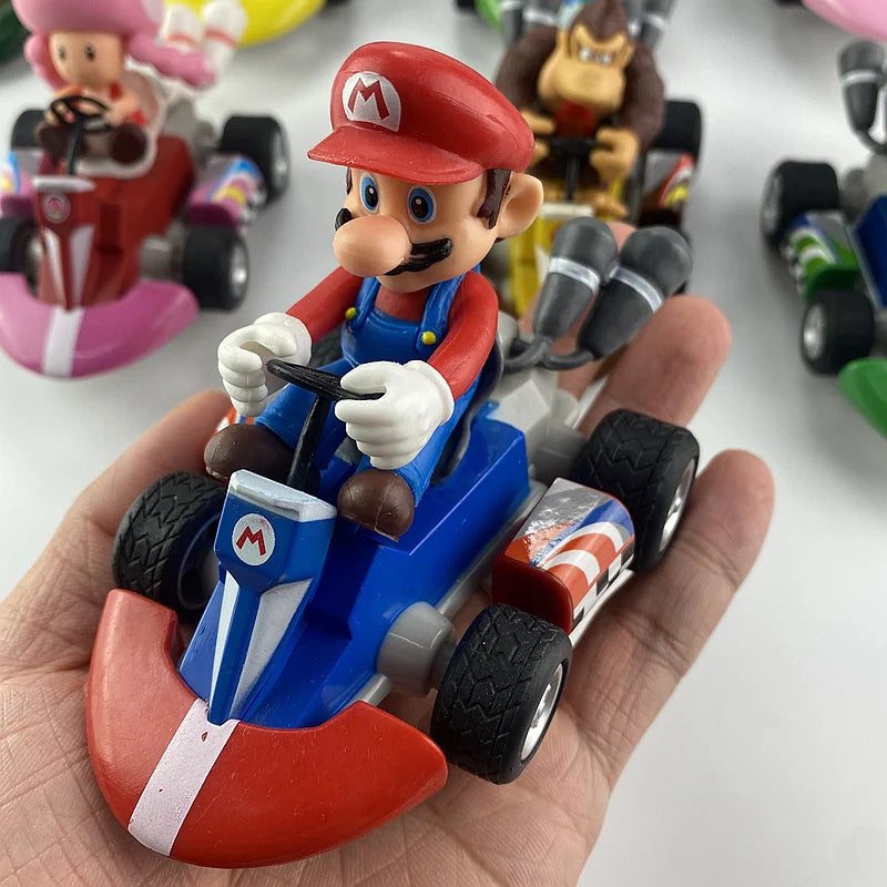 New Super Mario Series Karting Mario Bros Luigi Yoshi Donkey Kong Action Figure Toys Pull Back Car Kids Gifts hot