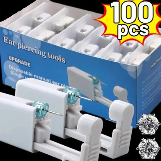 Safety Ear Piercing Gun Kit Women Men Disposable White Plastic Sterile Ear Piercing Device Fashion Simple Jewelry Piercing Tools