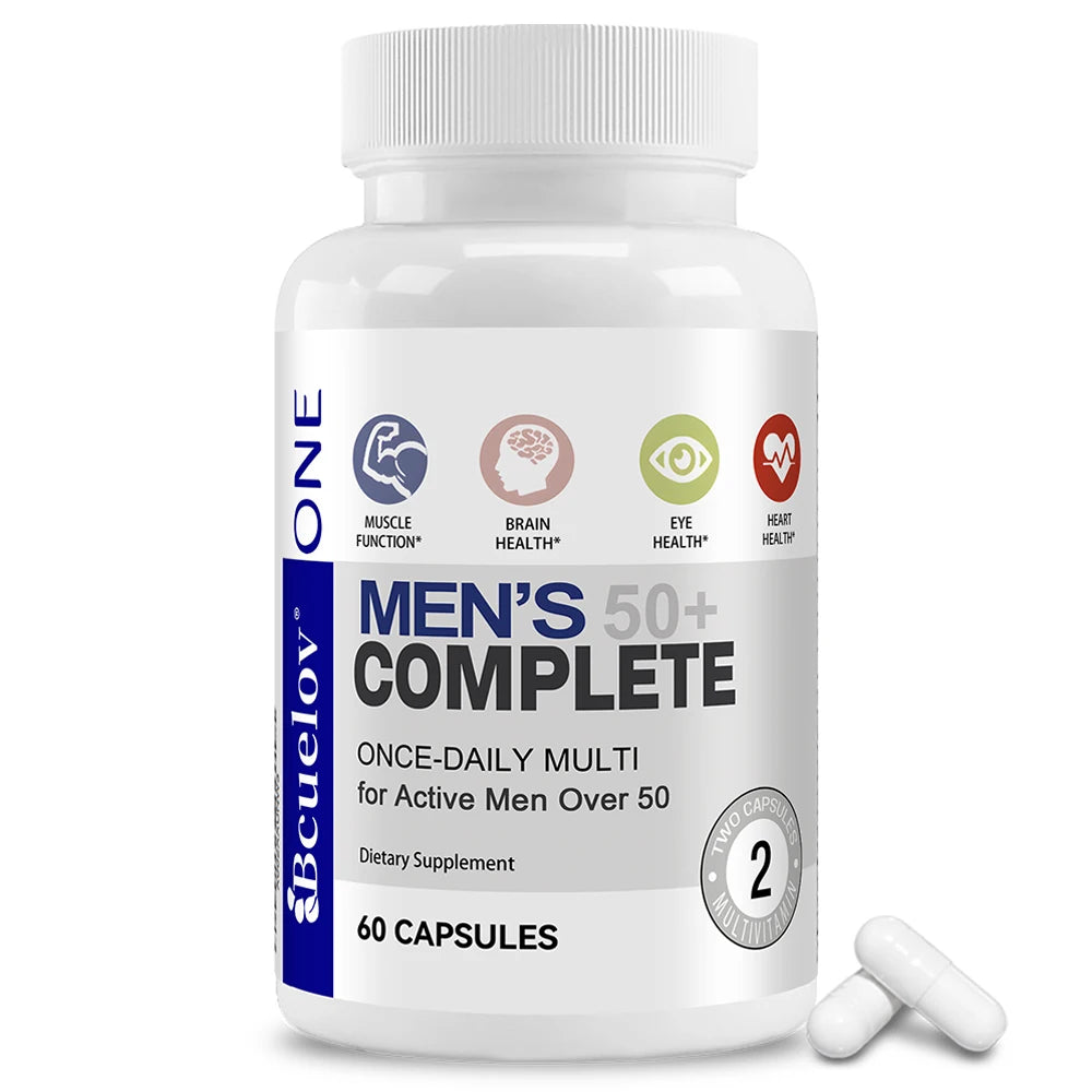 Men's Multivitamin for 50+ - Enhances Memory and Cognition, Supports Brain, Eye, and Heart Health, Boosts Energy and Immunity