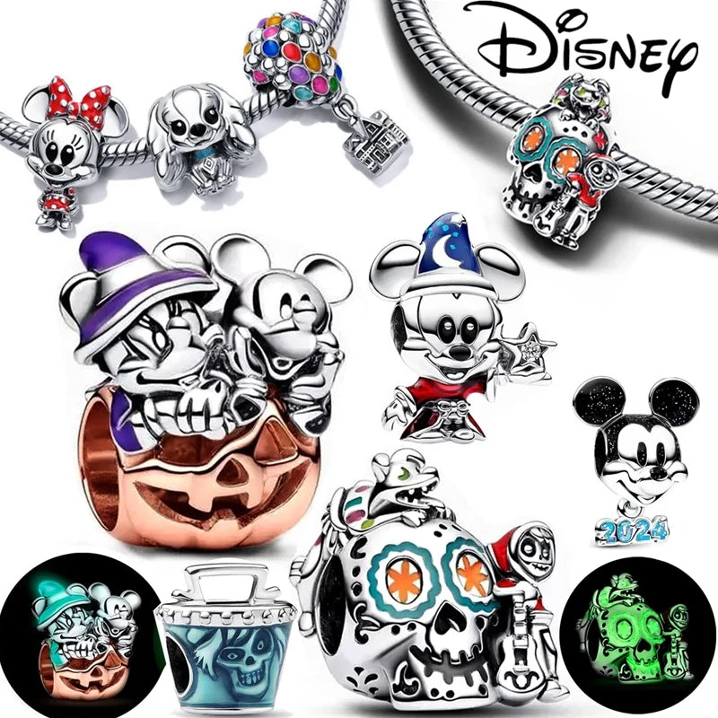 MINISO Disney Stitch Minnie Mouse Winnie Charms Dangle Fit Charms Silver 925 Original Bracelet for Jewelry Make With Stamp