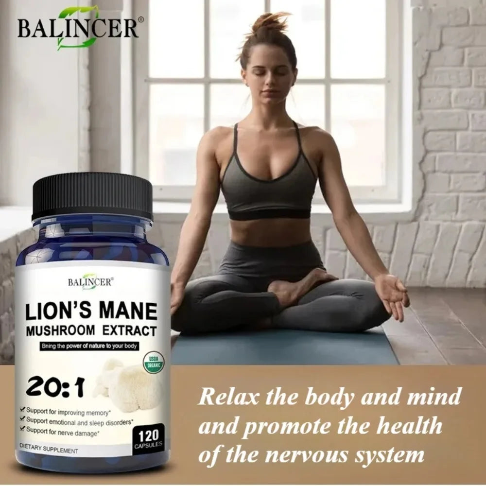 Lion's Mane Mushroom Capsules - Strengthens The Brain, Memory and Cognition, Improves Mood and Sleep Quality Supplements