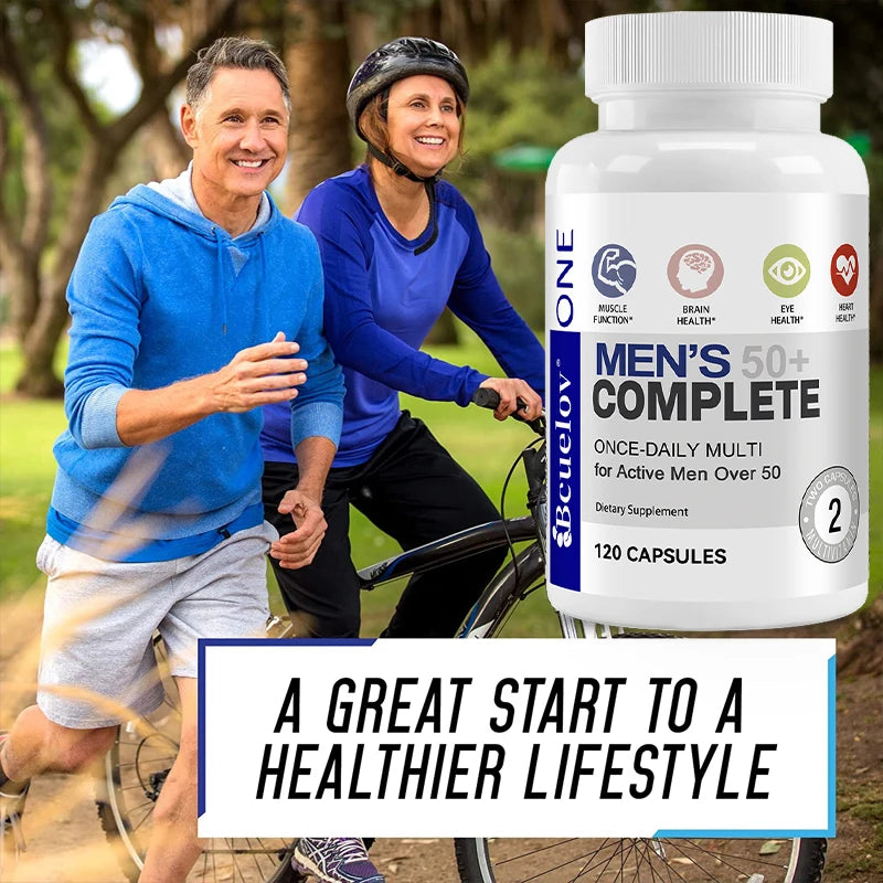 Men's Multivitamin for 50+ - Enhances Memory and Cognition, Supports Brain, Eye, and Heart Health, Boosts Energy and Immunity