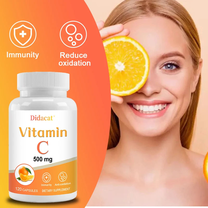 Vitamin C 500 Mg, Antioxidant & Immune Support, Overall Health, Supports Healthy Skin & Joints, Non-GMO, Vegan, Gluten Free