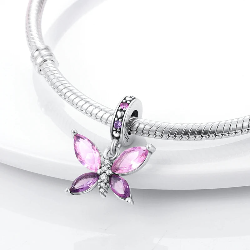 Original 925 Sterling Silver Charm Beads Glowing Luminous Firefly Butterfly Pendant for Bracelet Charm Jewelry