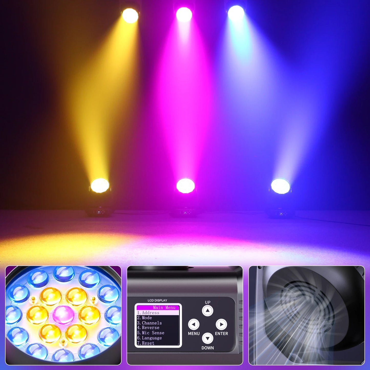 U'King 4Pcs 200W Beam Wash Moving Head Lights 19X15W LED RGBW Zoom Stage Lighting DXM DJ Lights For Disco Bar Party Karaoke KTV