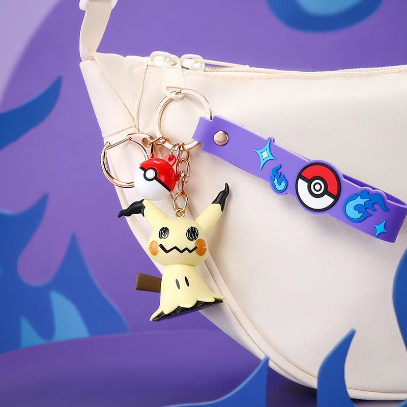 Pokemon Keychains Cubone Creative Anime Cartoon Key Chain Ornaments Dolls Snorlax Mimikyu Morpeko Kids Toys Bag Pendant Gifts