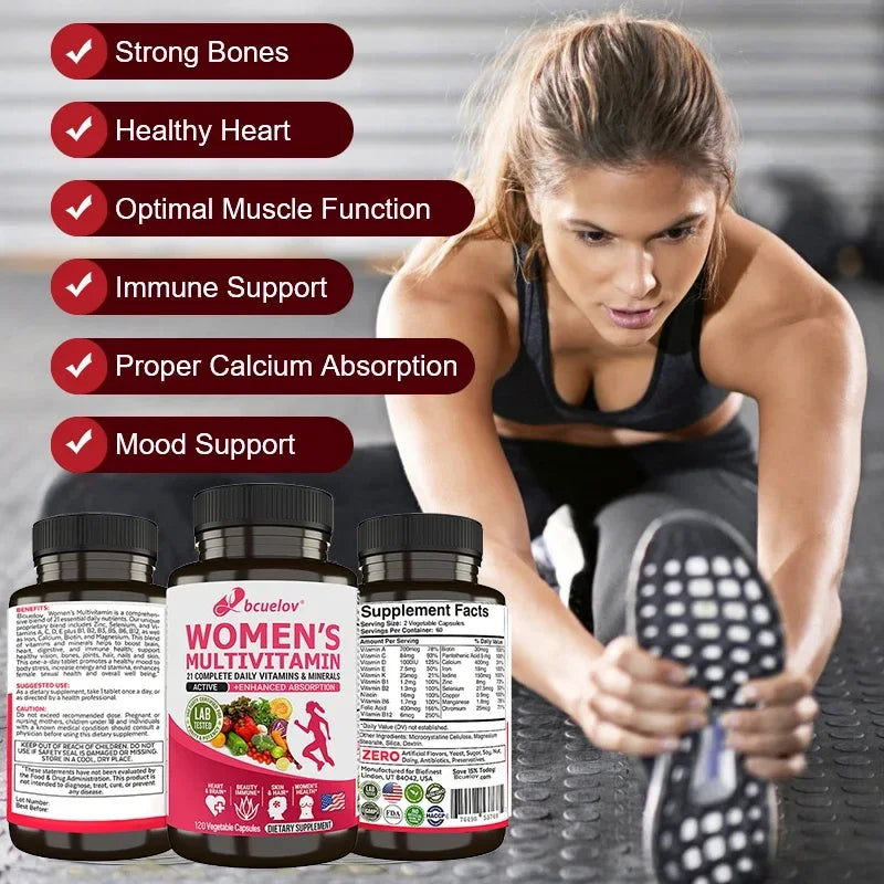 Women's Multivitamin - Overall Health and Immune Support, Bone, Heart, Muscle, Skin Health, Vitamins A, D, C, E, K, B1, B2, B12