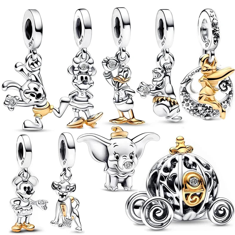 MINISO Disney Stitch Minnie Mouse Winnie Charms Dangle Fit Charms Silver 925 Original Bracelet for Jewelry Make With Stamp