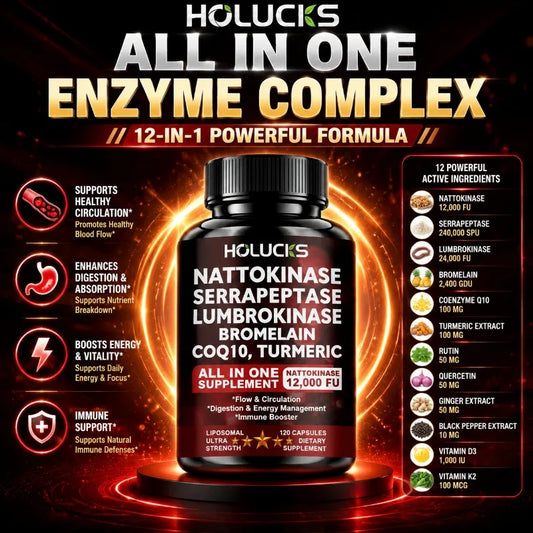 HOLUCKS Turmeric Bromelain Supplement, with Curcumin & Rutin, Improve Blood Flow, Digestion & Full-Body Comfort