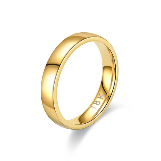 Gold Plated Couple's Wedding Ring - Minimalist Engagement Band Set