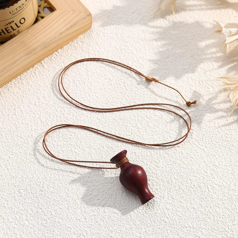 LATS Wooden Water Bottle Pendant Necklace for Women Fashion Sweater Chain Fashion Jewelry Gift Accessories Wholesale