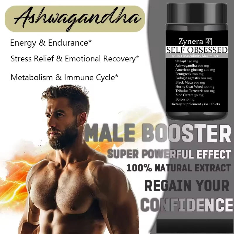 Ashwagandha Shilajit Maca Tablet Pen-is  Supplement Anti-oxidation, Immunity,E-rection Capsules for Men