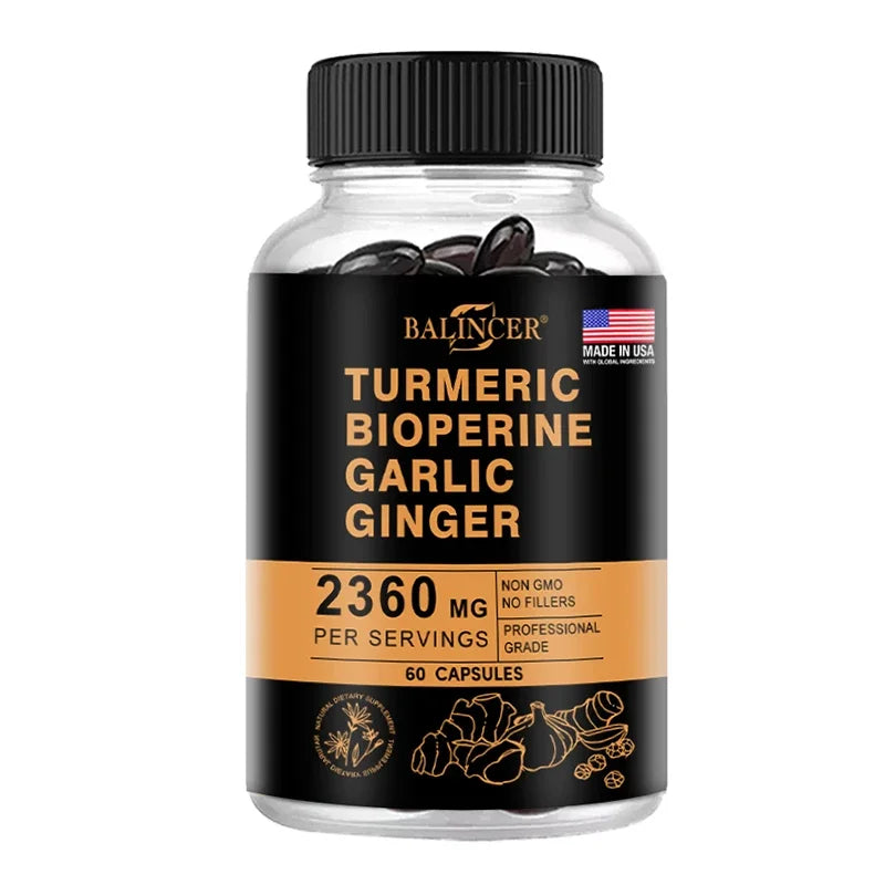 Turmeric Ginger Supplement with Piperine 2360 Mg with Garlic Comfort Digestive & Immune Nutrient Supplement Calcium Gluten Free