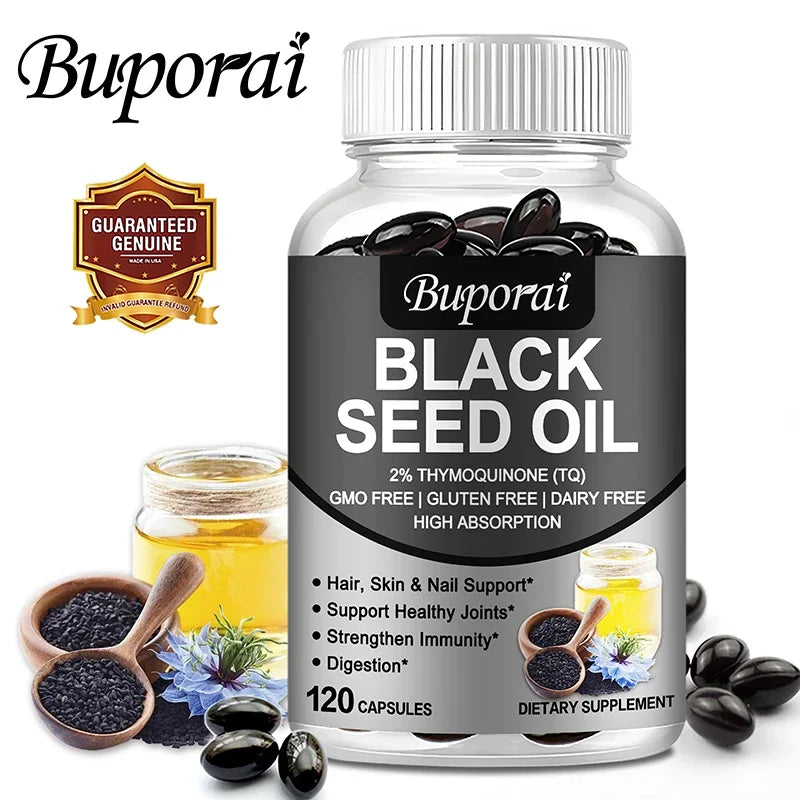 Black Seed Oil - Supports Immune, Joint, Digestive, Hair, Skin Health - Non-GMO, Gluten Free Supplement