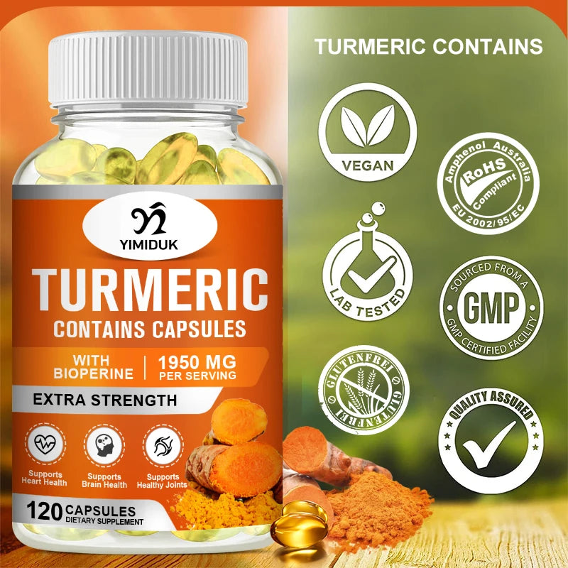Extra Strength Turmeric Curcumin Supplement, for Reduces Inflammation, Digestive Health, Joint Mobility & Natural Pain Relief