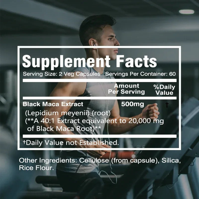 Black Maca Root - Increases Energy, Endurance and Muscle Mass, Improves Mood and Performance