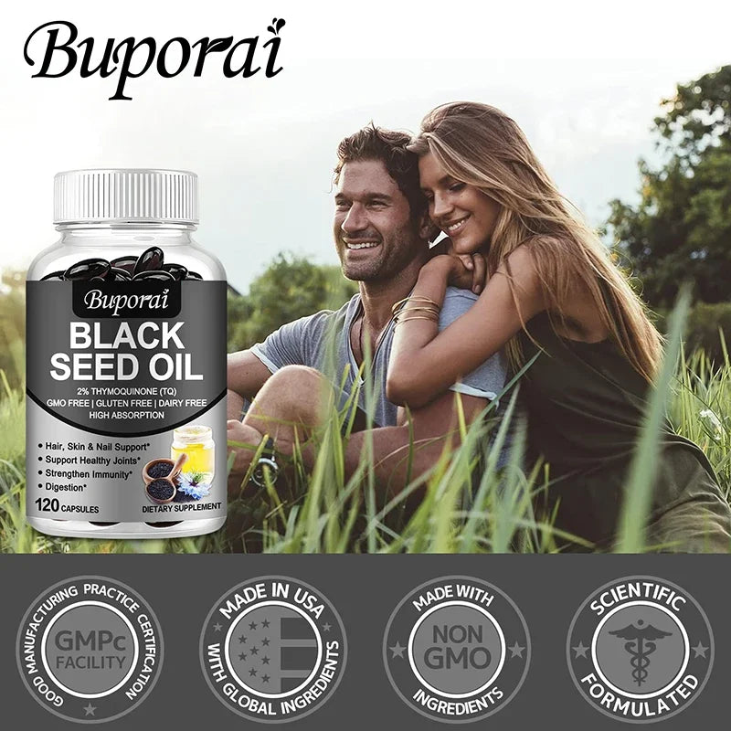Black Seed Oil - Supports Immune, Joint, Digestive, Hair, Skin Health - Non-GMO, Gluten Free Supplement