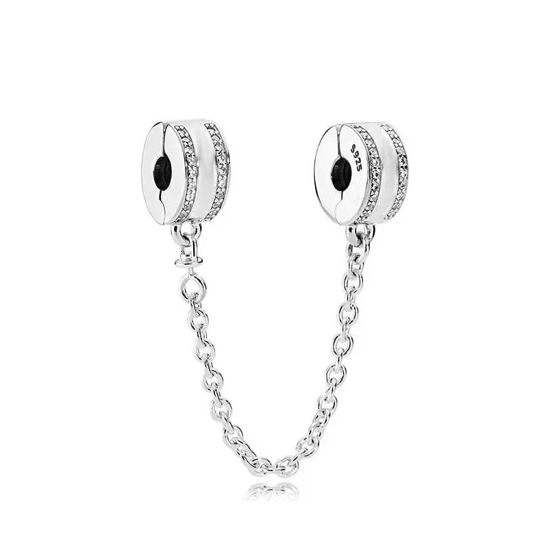 New DIY Love Heart Forever Family Safety Chain Fit Original Women Bracelet Accessory Star Clip Bead Flower Charm Gift 925 Silver