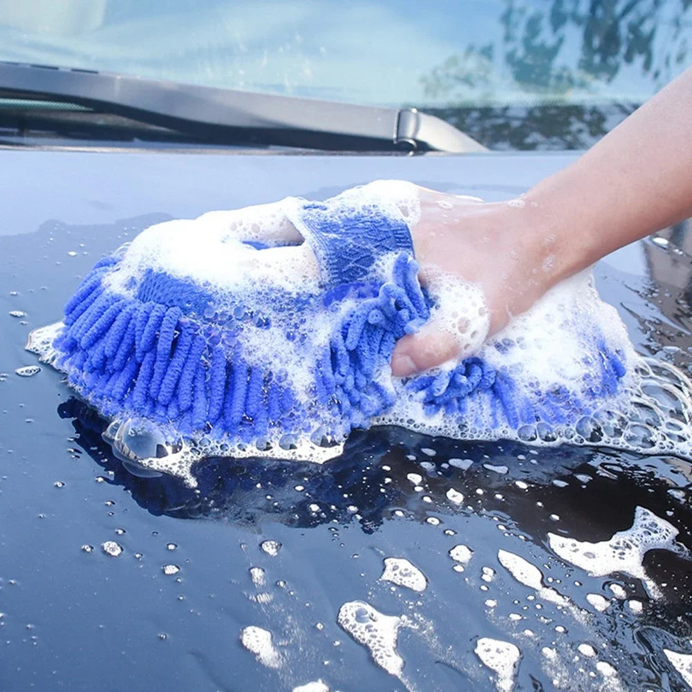 Blue Microfiber Chenille Car Wash Sponge - Premium Quality