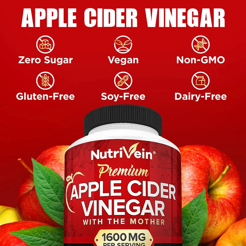 Apple Cider Vinegar - 1600 Mg - Healthy Weight Management, Digestion, Ketosis - Best Supplement for The Immune System