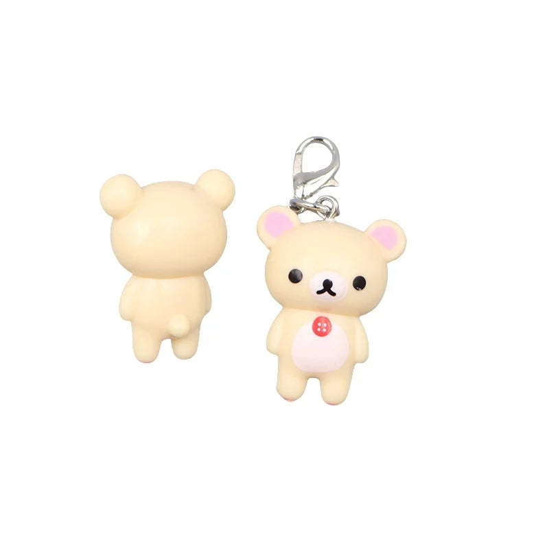 Kawaii Rilakkuma Easy Bear Keyrings Lazybear Doll Keychains Bag Clothing Puller Phone Rope Necklace Accessories Pendants Gift