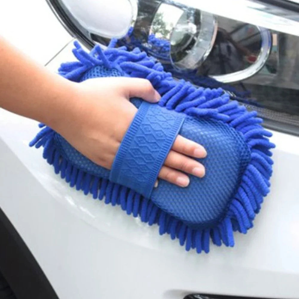 Blue Microfiber Chenille Car Wash Sponge - Premium Quality