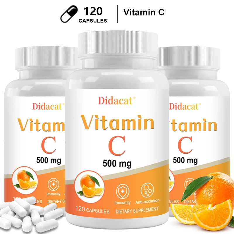 Vitamin C 500 Mg, Antioxidant & Immune Support, Overall Health, Supports Healthy Skin & Joints, Non-GMO, Vegan, Gluten Free