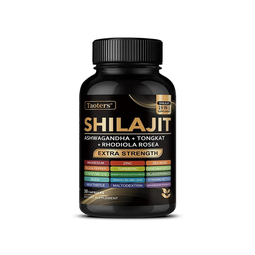 Shilajit Supplement with Sea Moss, Ashwagandha, Magnesium & Zinc - 19 IN 1 Organic Capsules,Plant-Based,Non-GMO