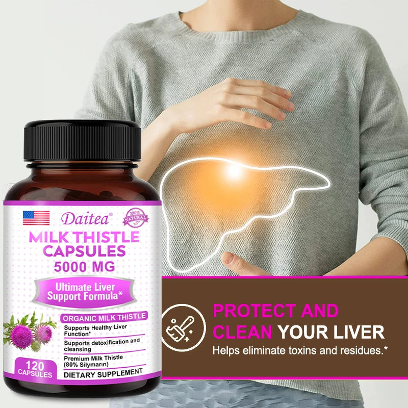 Natural Milk Thistle Supplement - with Dandelion Root, Detoxification, Liver Health, Liver Function Support, Antioxidant