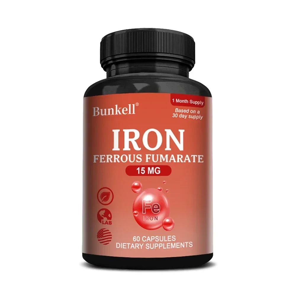 Iron Supplements - Help Maintain Healthy Immune System and Brain Health, Boost Energy Levels and Reduce Fatigue, Non-GMO