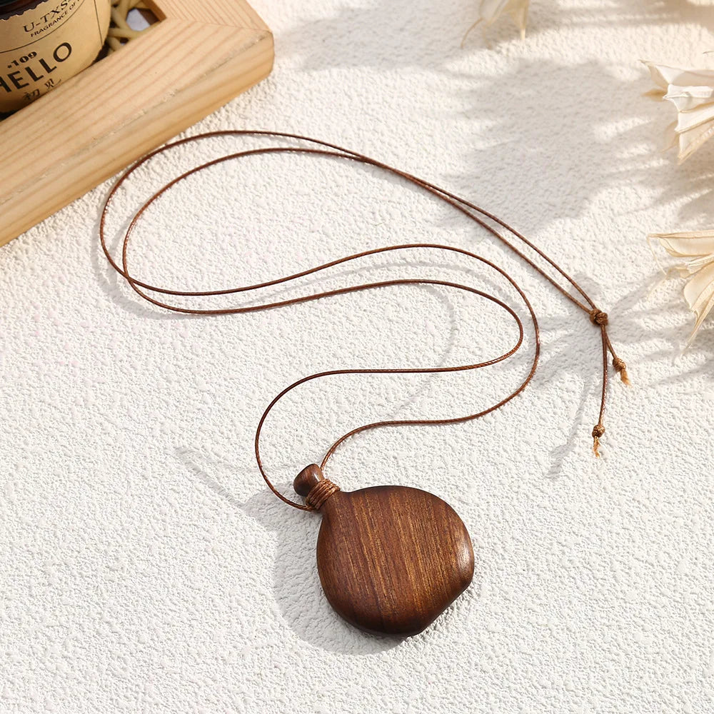 LATS Wooden Water Bottle Pendant Necklace for Women Fashion Sweater Chain Fashion Jewelry Gift Accessories Wholesale