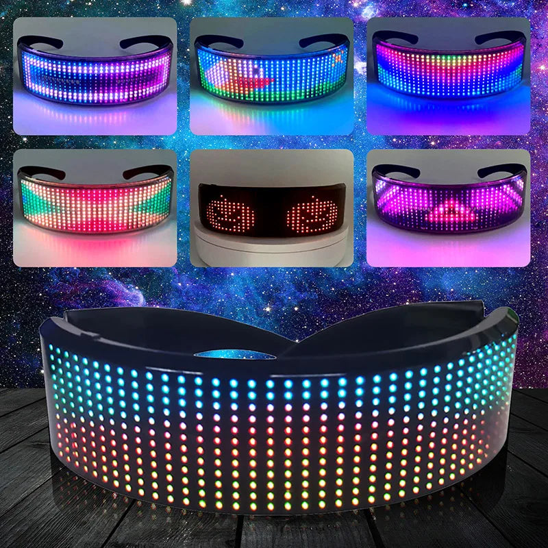 LED Glasses Bluetooth DIY Luminous Rave Party Glasses Festival Sunglasses Gafas Shining Glasses Neon Party Lights Perfect Gifts