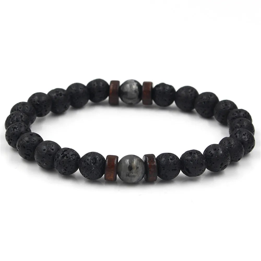 Volcanic Lava Stone Buddha Bracelet - Natural Healing Energy Jewelry