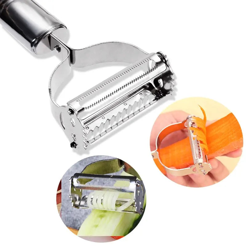 Professional Stainless Steel Julienne Peeler - Multi-Function Vegetable Grater