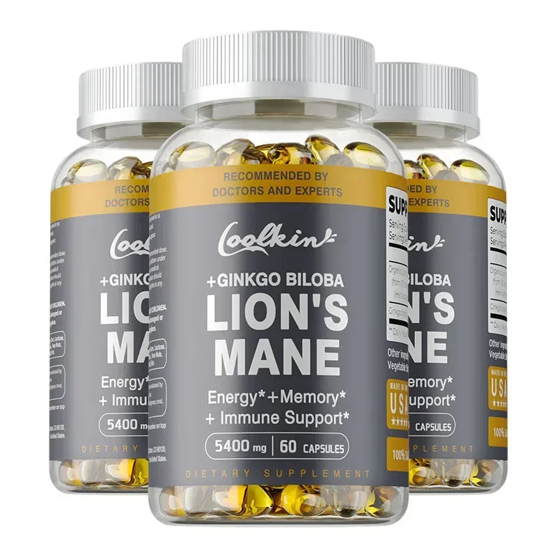 Lion's Mane Mushroom Capsules - Benefits Brain and Memory, Boosts Immunity, Boosts Energy, Improves Mood and Stress