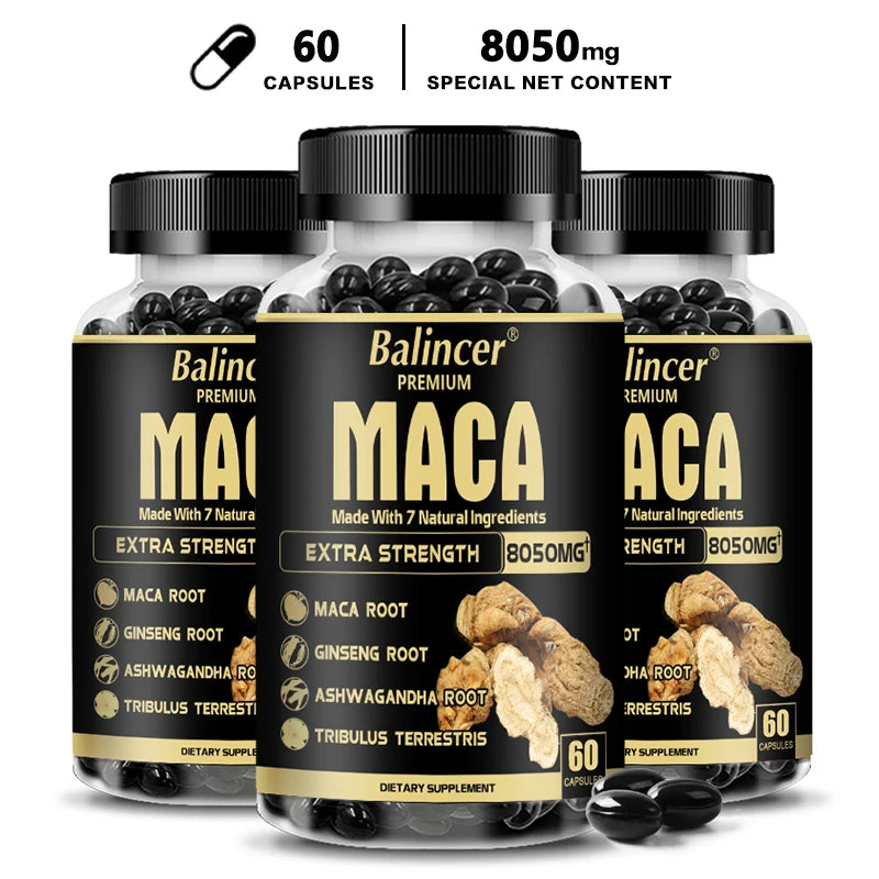 7in1 Premium Maca Root Capsules with Ashwagandha, Ginseng and More - Nergy, Performance and Mood Support