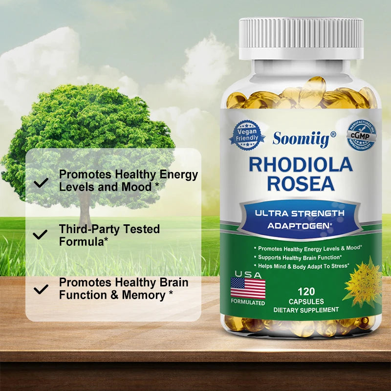 Rhodiola Rosea Capsules - High Strength Rhodiola Rosea Complex Supplement, Mood, Brain, Non-GMO, Gluten-Free