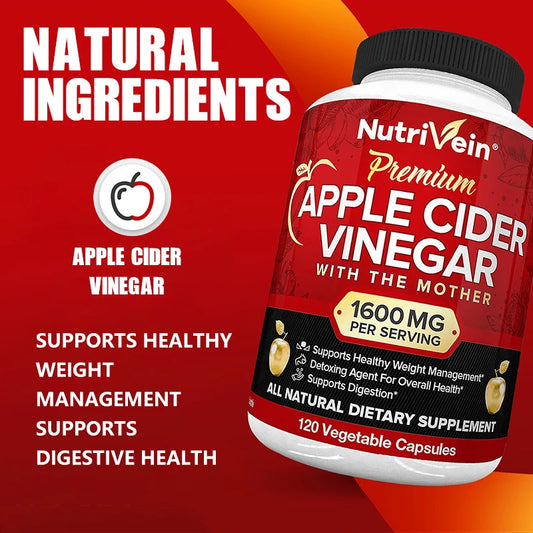 Apple Cider Vinegar - 1600 Mg - Healthy Weight Management, Digestion, Ketosis - Best Supplement for The Immune System